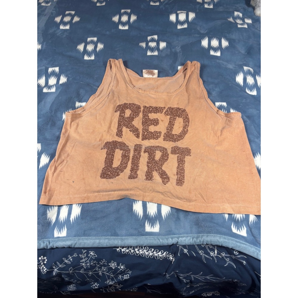 Vintage Red Dirt Shirt Co Tank Top Mens XL Orange Cotton Single Stitch USA Made